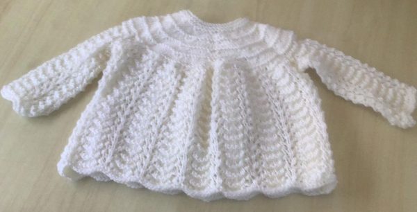 Cream 100% Merino Knitted Baby Angel top 3-6 months
