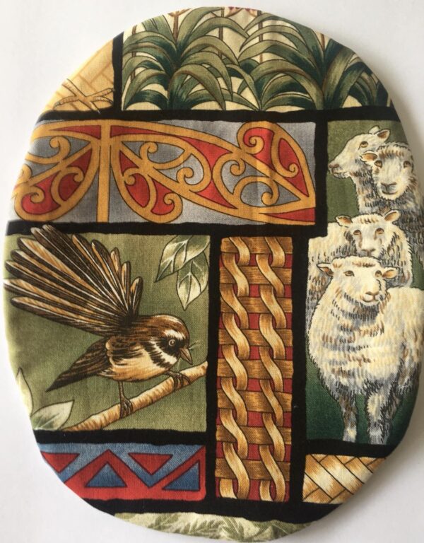 Stoma pouch cover "Kiwiana" Silver Fern, Koru, Kiwi, Paua, Birds patterns - Stretchy Material