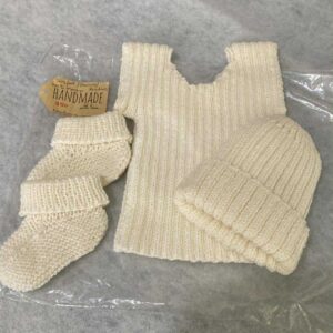 Singlet/Beanie/Booties Set - Cream 100% Merino - Newborn