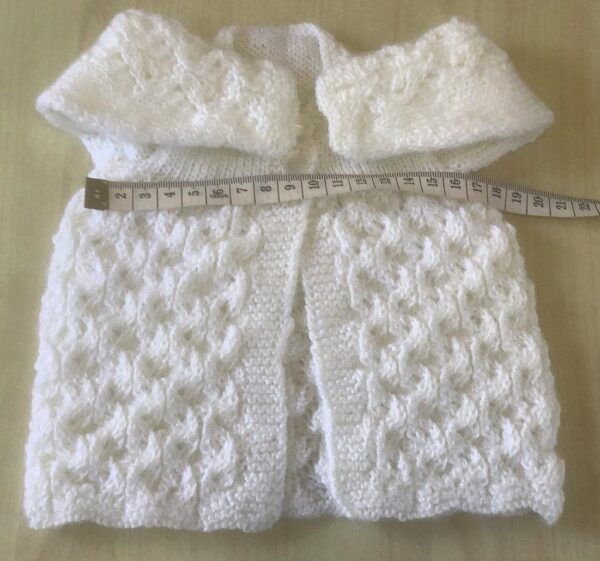 100% Wool - White Patterned Baby Jacket Fits Newborns